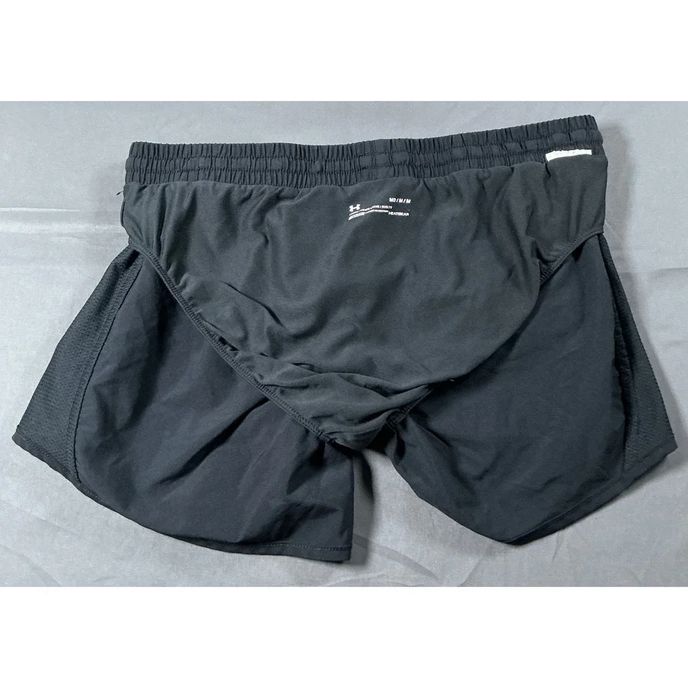 Under Armour Womens HeatGear Fly By Running Shorts Black Mesh Loose Fit Medium